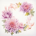 Watercolor Floral Frame With Purple, Pink, And White Flowers Royalty Free Stock Photo