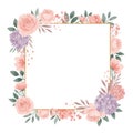 Watercolor Floral Frame with Roses and Hydrangeas Royalty Free Stock Photo