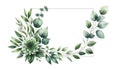 watercolor floral frames flower with green eucalyptus leaves cli