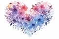 Watercolor Floral Heart Isolated on White Background. Generative AI Royalty Free Stock Photo