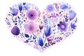 Watercolor Floral Heart Isolated on White Background. Generative AI Royalty Free Stock Photo