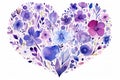 Watercolor Floral Heart Isolated on White Background. Generative AI Royalty Free Stock Photo