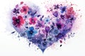 Watercolor Floral Heart in Pastel Tones: Symbol of Love and Romance - Generative AI Royalty Free Stock Photo