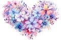 Watercolor Floral Heart in Pastel Tones: Symbol of Love and Romance - Generative AI Royalty Free Stock Photo