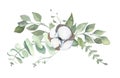Watercolor floral illustration collection - green leaf brunches, for wedding stationary, wallpapers, greetings