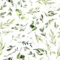 Watercolor floral illustration - green leaf seamless border , for wedding stationary, greetings, wallpapers, fashion Royalty Free Stock Photo