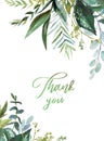 Watercolor floral illustration - green leaves frame / border, for wedding stationary, greetings, wallpapers, fashion, background Royalty Free Stock Photo