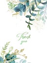 Watercolor floral illustration - leaf frame / border, for wedding stationary, greetings, wallpapers, fashion, background Royalty Free Stock Photo