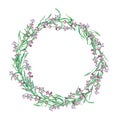 Watercolor floral lavender composition wreath