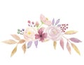 Watercolor Floral Leaves Berries Mellow Bouquet Arch Pink Flowers