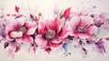 Watercolor Floral Motive on Texture Paper AI Generated