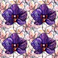 Watercolor floral orchid alstroemeria seamless pattern texture background