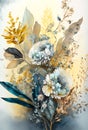 Watercolor floral painted. Bouquet of flowers