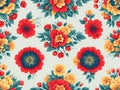 Watercolor floral seamless border with colorful wildflowers, leaves Royalty Free Stock Photo