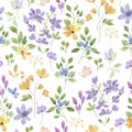 Watercolor seamless pattern. Hand drawn floral background. Vector EPS.