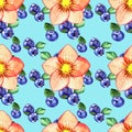 Watercolor floral seamless pattern. hellebore flower and plants