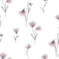 Watercolor floral seamless pattern isolated on white background