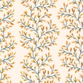 Watercolor floral seamless pattern with leaves, branches. Autumn background Royalty Free Stock Photo