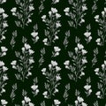 Watercolor floral seamless pattern. Monochrome lilac flowers on a dark background. Design for textiles, wallpaper