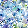 Watercolor floral seamless pattern with orchid flowers Royalty Free Stock Photo