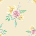 Watercolor Yellow Flower Wedding Spring Summer Seamless Pattern Royalty Free Stock Photo