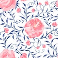 Watercolor floral seamless pattern. Vector Royalty Free Stock Photo