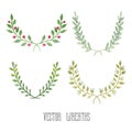 Watercolor floral set of wreaths