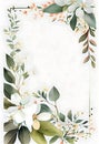 Watercolor floral stationery illustration - delicate spring flowers with borders on a white background. Watercolor spring flowers Royalty Free Stock Photo