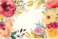 Watercolor floral stationery illustration - spring flowers circle-shaped on a white background. Generative AI Royalty Free Stock Photo