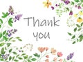 Watercolor thank you card. Hand drawn floral illustration. Vector EPS. Royalty Free Stock Photo