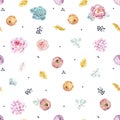 Watercolor floral vector pattern Royalty Free Stock Photo