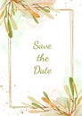 Watercolor floral wedding card. Batanical olives design for template, greeting card, poster.
