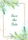 Watercolor floral wedding card. Batanical olives design for template, greeting card
