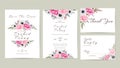 Cute Floral Wedding Invitation Set of Watercolor Flowers and Wild Leaves Royalty Free Stock Photo