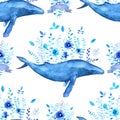 Floral whales pattern
