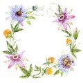 Watercolor floral wreath Royalty Free Stock Photo