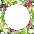 Watercolor floral wreath for design, invitation, greeting card