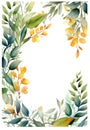 Watercolor floral wreath. Eucalyptus, eucalyptus, green leaves. Hand painted illustration isolated on white background Generative Royalty Free Stock Photo