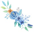 Watercolor Florals Blue Bouquet Berries Leaves Arrangement Wedding Flowers