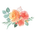 Watercolor florals hand painted with text banner, lush flowers aquarelle isolated on white background.