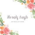 Watercolor florals hand painted with text banner, lush flowers aquarelle isolated on white background.