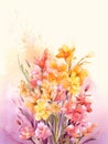 watercolor flower background - freesias