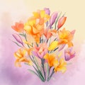 watercolor flower background - freesias