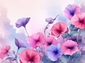 watercolor flower background - morning glories