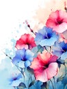 watercolor flower background - morning glories Royalty Free Stock Photo