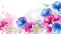 watercolor flower background - morning glories Royalty Free Stock Photo