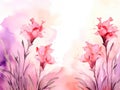 watercolor flower background - red and pink gladioli