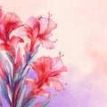 watercolor flower background - red and pink gladioli