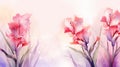 watercolor flower background - red and pink gladioli