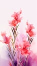 watercolor flower background - red and pink gladioli